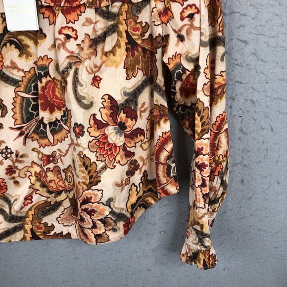 Love of the Label Anthropologie Top L  Orange Tan Fiona Floral Boho Feminine NEW - Picture 14 of 16